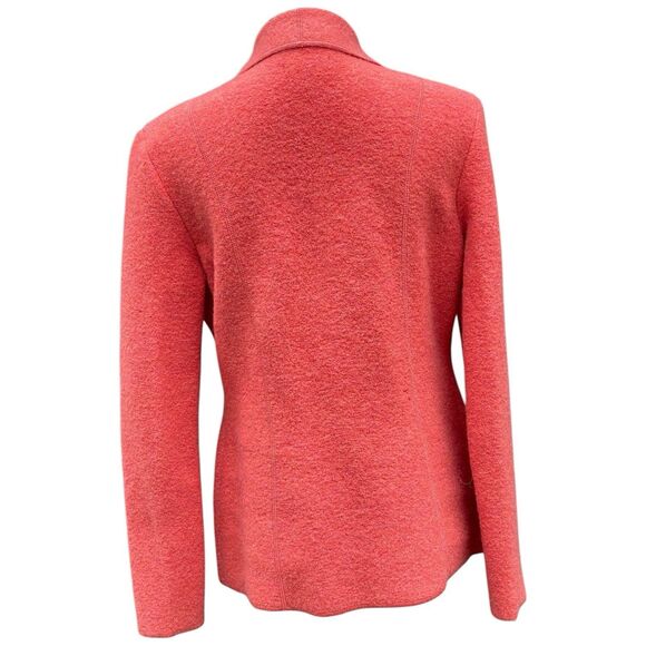 Lands’ End Boiled Wool Jacket Women Size 10 Soft Coral Peach Button Front Blazer - Picture 4 of 16